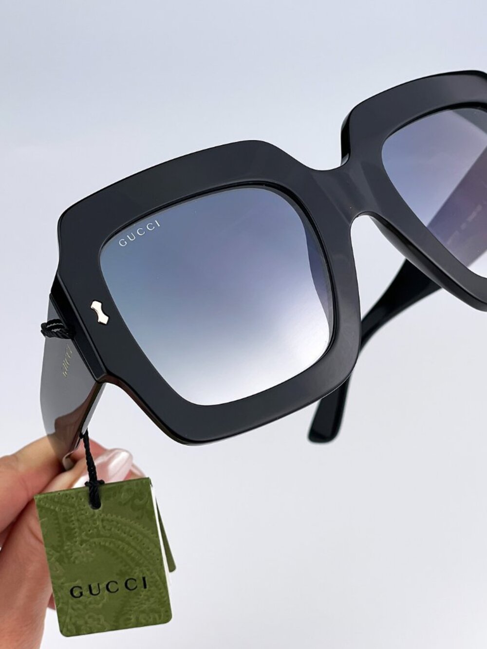 GUCCI GG1111S 001 BLACK SQUARE GREY GRADIENT SUNGLASSES